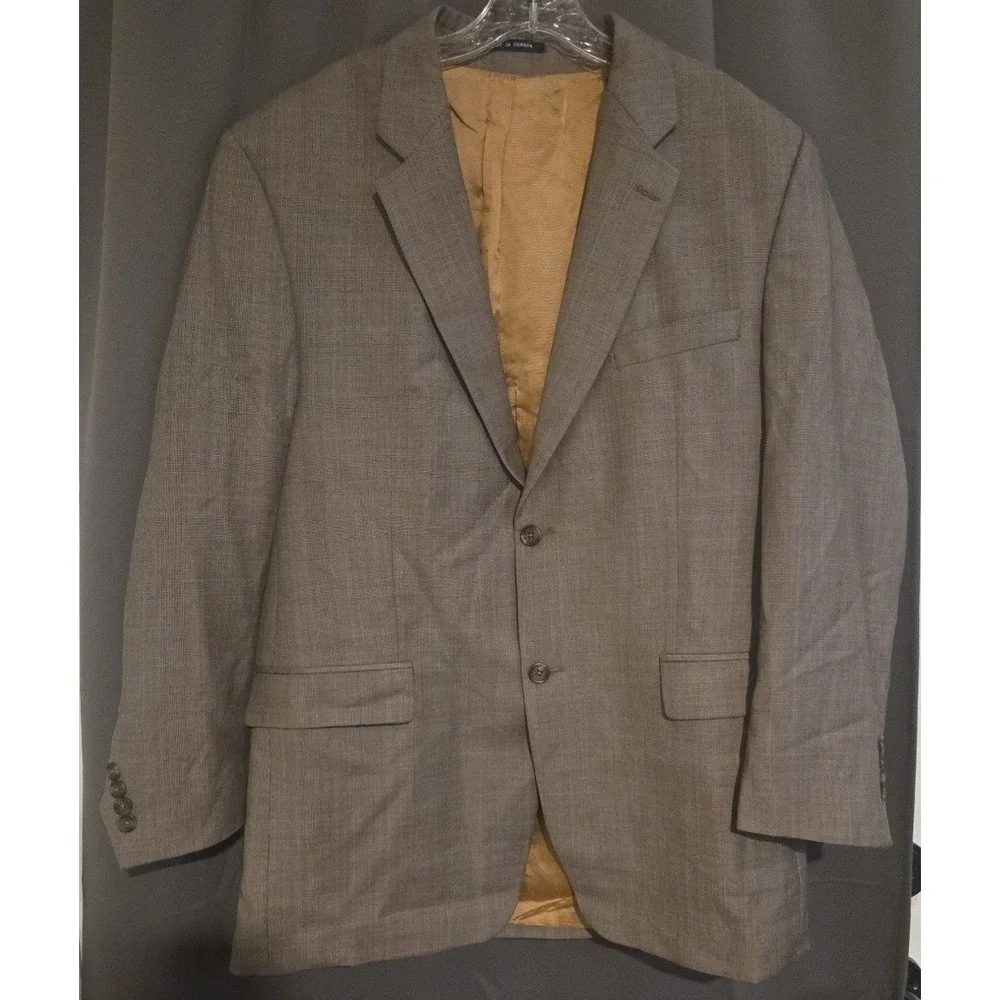 Ralph Lauren Wool Blazer Brown Two Button Sport Coat, Mens 42L,‎ Made in Canada